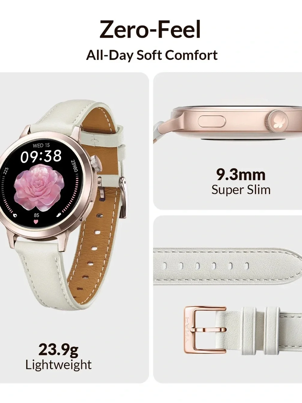 FANY Luna Stylish Leather Smartwatch for Women